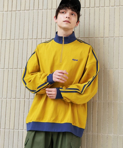 SIGNAL SPORTS(シグナルスポーツ)の「【SIGNAL SPORTS】サイドライン/天竺ハーフジップオーバーサイズロンT(Tシャツ/カットソー・メンズ・グリーン/オフホワイト/イエロー/ダークグレー・LARGE/MEDIUM)」の7枚目の写真