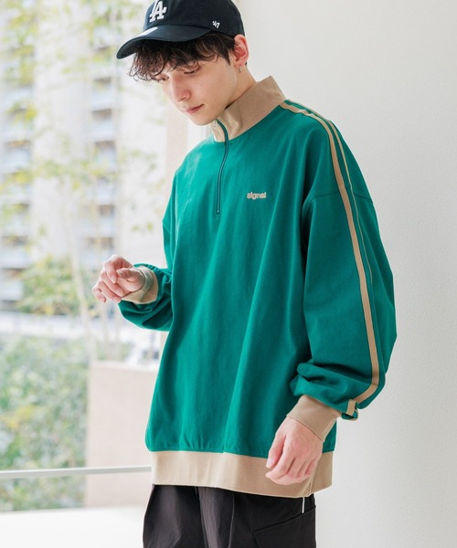 SIGNAL SPORTS(シグナルスポーツ)の「【SIGNAL SPORTS】サイドライン/天竺ハーフジップオーバーサイズロンT(Tシャツ/カットソー・メンズ・グリーン/オフホワイト/イエロー/ダークグレー・LARGE/MEDIUM)」の10枚目の写真