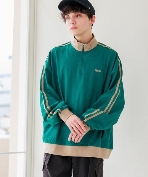 SIGNAL SPORTS(シグナルスポーツ)の「【SIGNAL SPORTS】サイドライン/天竺ハーフジップオーバーサイズロンT(Tシャツ/カットソー・メンズ・グリーン/オフホワイト/イエロー/ダークグレー・LARGE/MEDIUM)」の12枚目の写真