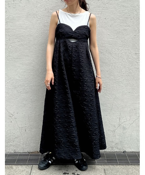 【セール】フロントカットアウトジャガードキャミワンピース（ジャンパースカート）｜Re:EDIT（リエディ）