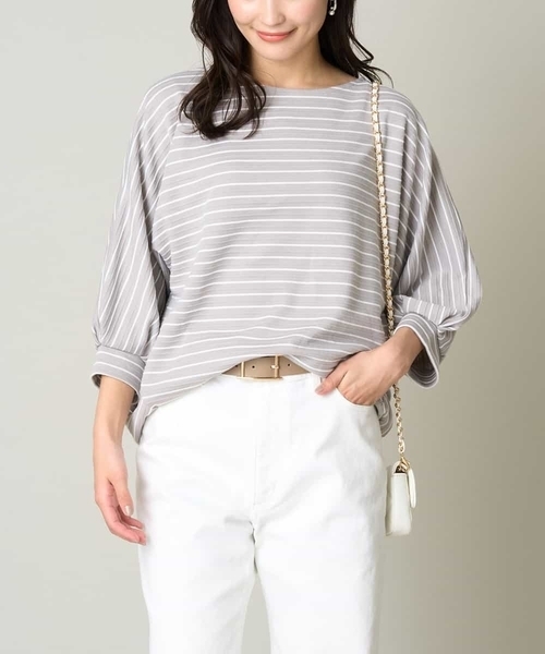 a.v.v(アーヴェヴェ)の「ボーダードルマンカットソー(Tシャツ/カットソー・レディース・ライトグレー/ミント/アイボリー・36/38/42/40/34)」の3枚目の写真