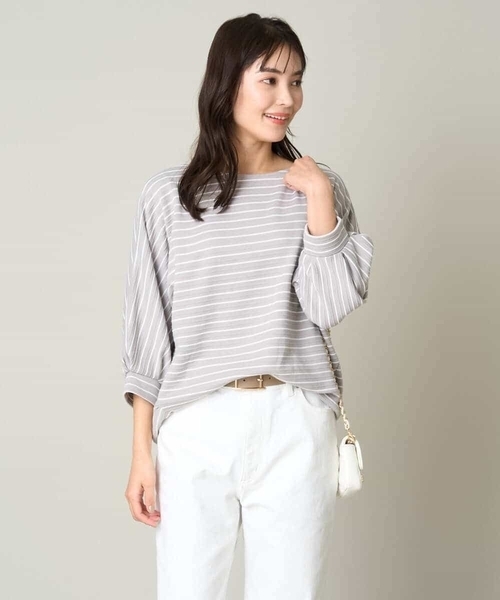 a.v.v(アーヴェヴェ)の「ボーダードルマンカットソー(Tシャツ/カットソー・レディース・ライトグレー/ミント/アイボリー・36/38/42/40/34)」の21枚目の写真