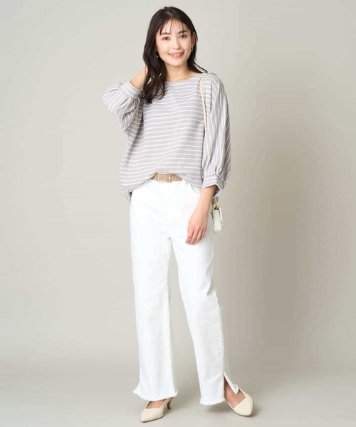 a.v.v(アーヴェヴェ)の「ボーダードルマンカットソー(Tシャツ/カットソー・レディース・ライトグレー/ミント/アイボリー・36/38/42/40/34)」の9枚目の写真