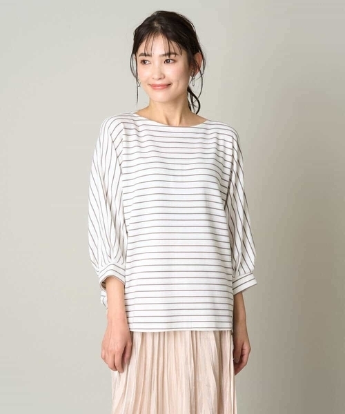 a.v.v(アーヴェヴェ)の「ボーダードルマンカットソー(Tシャツ/カットソー・レディース・ライトグレー/ミント/アイボリー・36/38/42/40/34)」の5枚目の写真