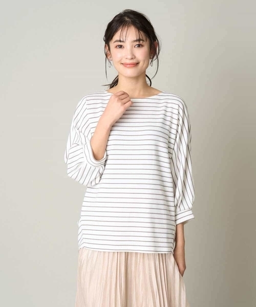 a.v.v(アーヴェヴェ)の「ボーダードルマンカットソー(Tシャツ/カットソー・レディース・ライトグレー/ミント/アイボリー・36/38/42/40/34)」の4枚目の写真