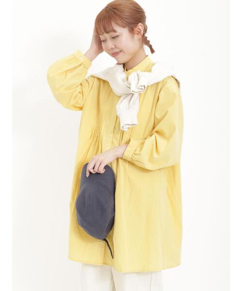 Samansa Mos2（サマンサ モスモス）の「ランダムピンタックチュニック（チュニック・レディース・オフホワイト/チャコールグレー/イエロー/カーキ・F）」の4枚目の写真
