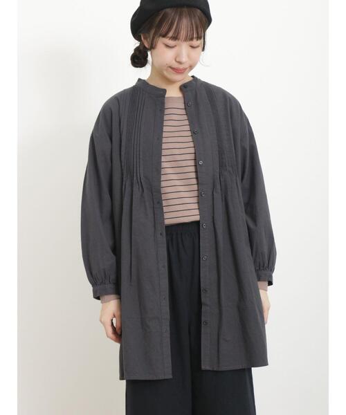 Samansa Mos2（サマンサ モスモス）の「ランダムピンタックチュニック（チュニック・レディース・オフホワイト/チャコールグレー/イエロー/カーキ・F）」の11枚目の写真