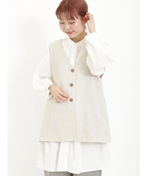 Samansa Mos2（サマンサ モスモス）の「ランダムピンタックチュニック（チュニック・レディース・オフホワイト/チャコールグレー/イエロー/カーキ・F）」の17枚目の写真