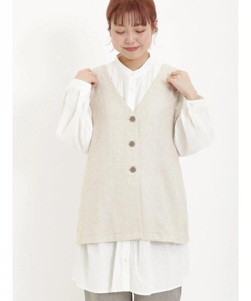 Samansa Mos2（サマンサ モスモス）の「ランダムピンタックチュニック（チュニック・レディース・オフホワイト/チャコールグレー/イエロー/カーキ・F）」の18枚目の写真