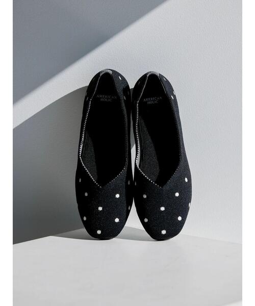 AMERICAN HOLIC（アメリカンホリック）の「ニットバレエシューズ（パンプス・レディース・グリーン/ブラック/マルチ/ドット・M/L/S）」の13枚目の写真