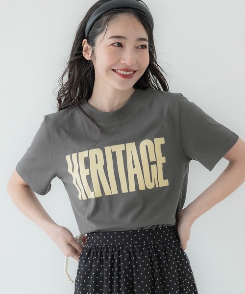 coca(coca)(コカ)の「フロッキープリントTシャツ(Tシャツ/カットソー・レディース・チャコール/ホワイト・M/L)」の2枚目の写真