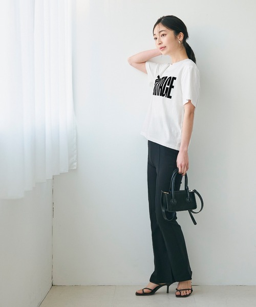 coca(coca)(コカ)の「フロッキープリントTシャツ(Tシャツ/カットソー・レディース・チャコール/ホワイト・M/L)」の3枚目の写真