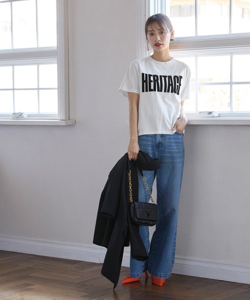 coca(coca)(コカ)の「フロッキープリントTシャツ(Tシャツ/カットソー・レディース・チャコール/ホワイト・M/L)」の5枚目の写真