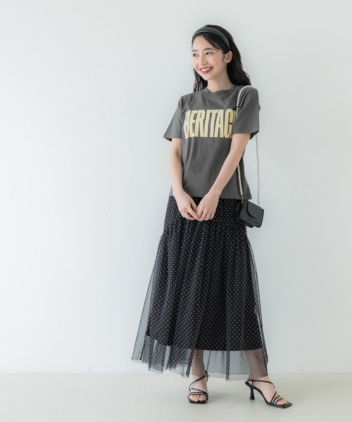 coca(coca)(コカ)の「フロッキープリントTシャツ(Tシャツ/カットソー・レディース・チャコール/ホワイト・M/L)」の7枚目の写真