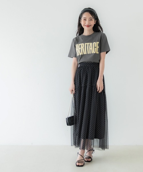coca(coca)(コカ)の「フロッキープリントTシャツ(Tシャツ/カットソー・レディース・チャコール/ホワイト・M/L)」の10枚目の写真
