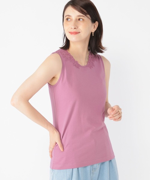 studio CLIP（スタディオクリップ）の「2WAYレースタンクトップ[プチ・プラスサイズあり]（タンクトップ・レディース・スモーク/ライトグレー/アイボリー/カーキ/オフホワイト/イエロー/ラベンダー/モカ/ブラック・X-LARGE/XXX-LARGE/LARGE/MEDIUM/XX-LARGE/PF）」の7枚目の写真