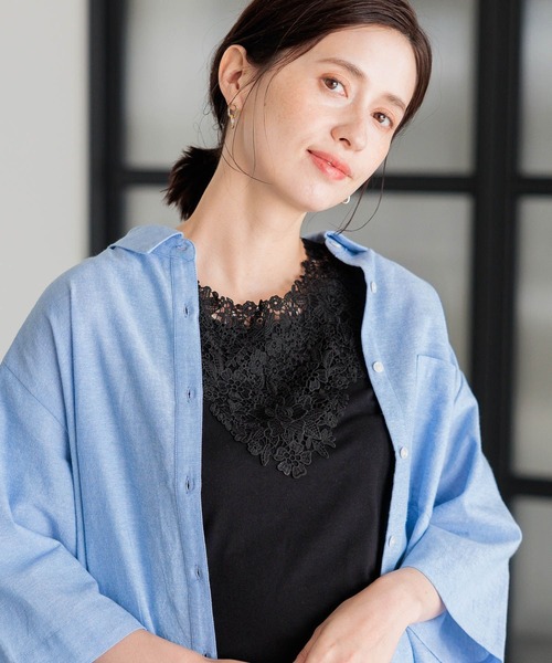 studio CLIP（スタディオクリップ）の「2WAYレースタンクトップ[プチ・プラスサイズあり]（タンクトップ・レディース・スモーク/ライトグレー/アイボリー/カーキ/オフホワイト/イエロー/ラベンダー/モカ/ブラック・X-LARGE/XXX-LARGE/LARGE/MEDIUM/XX-LARGE/PF）」の2枚目の写真