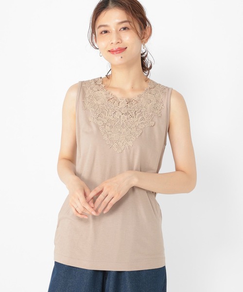 studio CLIP（スタディオクリップ）の「2WAYレースタンクトップ[プチ・プラスサイズあり]（タンクトップ・レディース・スモーク/ライトグレー/アイボリー/カーキ/オフホワイト/イエロー/ラベンダー/モカ/ブラック・X-LARGE/XXX-LARGE/LARGE/MEDIUM/XX-LARGE/PF）」の4枚目の写真