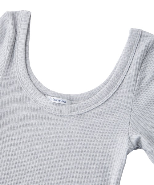 Priv. Spoons Club（プライベートスプーンズクラブ）の「cashmere silk blend long sleeve / カシミヤシルクブレンド Uネック長袖リブカットソー（トップス単品/セットアップ可能）（Tシャツ/カットソー・レディース・ブラック/グレー・FREE）」の10枚目の写真