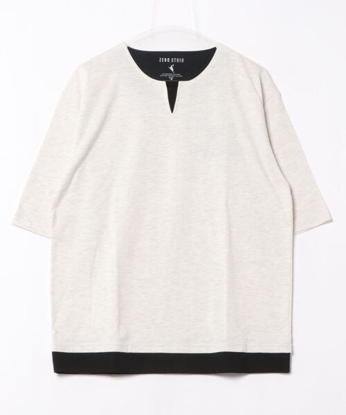 LB/S （エルビーエス）の「汗染みの目立たないTシャツ ZEROSTAIN　ゼロステイン フェイクレイヤード ビッグキーネックTシャツ 防汚 UVカット 撥水（Tシャツ/カットソー・メンズ・ミント/ホワイト/ブルー/オフホワイト/チャコールグレー・X-LARGE/MEDIUM/LARGE）」の2枚目の写真