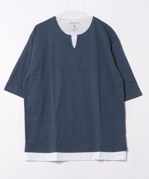 LB/S （エルビーエス）の「汗染みの目立たないTシャツ ZEROSTAIN　ゼロステイン フェイクレイヤード ビッグキーネックTシャツ 防汚 UVカット 撥水（Tシャツ/カットソー・メンズ・ミント/ホワイト/ブルー/オフホワイト/チャコールグレー・X-LARGE/MEDIUM/LARGE）」の5枚目の写真
