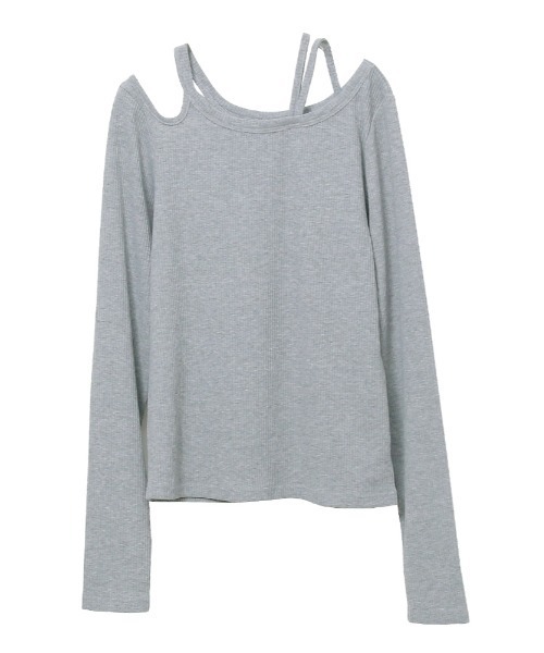 Rejoule（リジュール）の「カットアウトリブトップス（Tシャツ/カットソー・レディース・アイボリー/ブラック/グレー/ブラウン・FREE）」の14枚目の写真