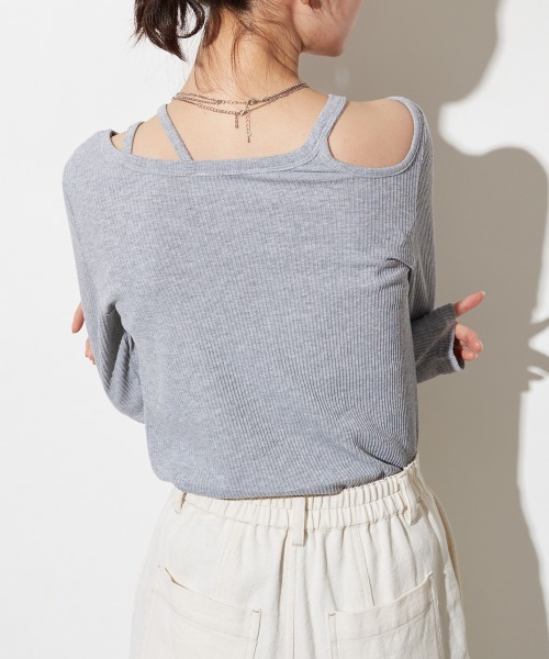 Rejoule（リジュール）の「カットアウトリブトップス（Tシャツ/カットソー・レディース・アイボリー/ブラック/グレー/ブラウン・FREE）」の12枚目の写真