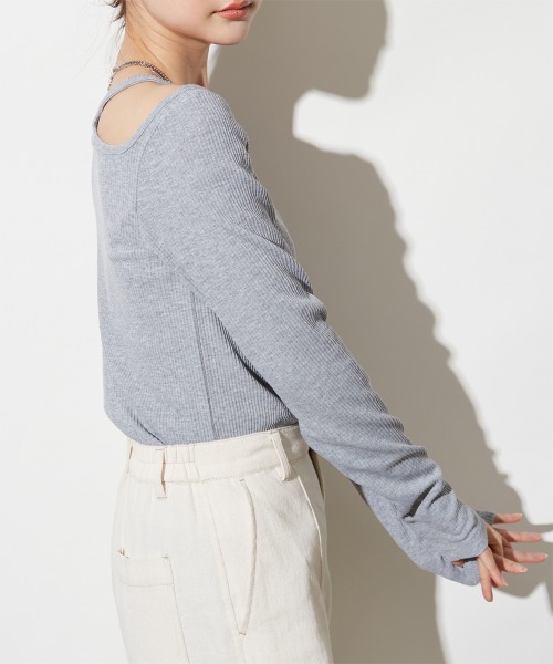 Rejoule（リジュール）の「カットアウトリブトップス（Tシャツ/カットソー・レディース・アイボリー/ブラック/グレー/ブラウン・FREE）」の11枚目の写真