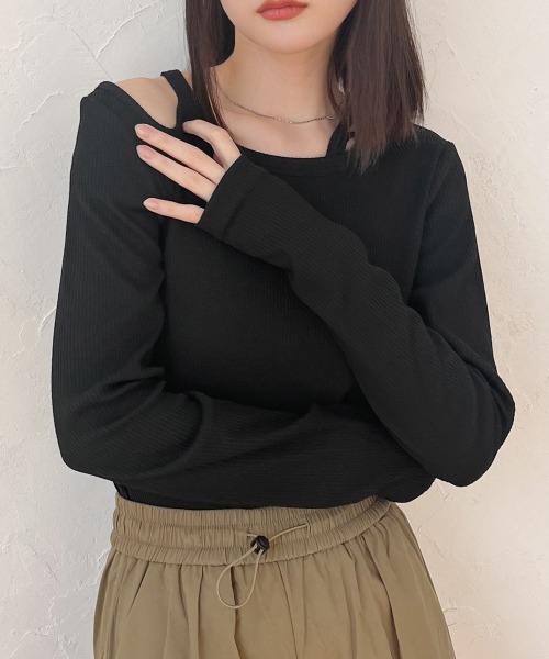 Rejoule（リジュール）の「カットアウトリブトップス（Tシャツ/カットソー・レディース・アイボリー/ブラック/グレー/ブラウン・FREE）」の22枚目の写真