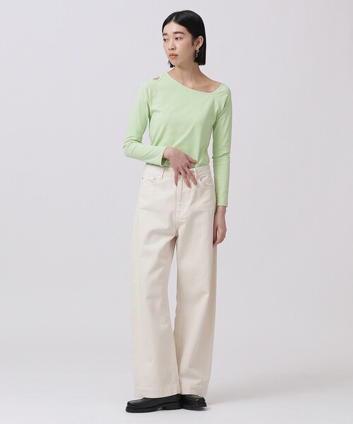 GALLEST（ギャレスト）の「◆アシンメトリ―カットアウトトップス（Tシャツ/カットソー・レディース・ブラック/ライトグリーン/ホワイト系・38）」の10枚目の写真