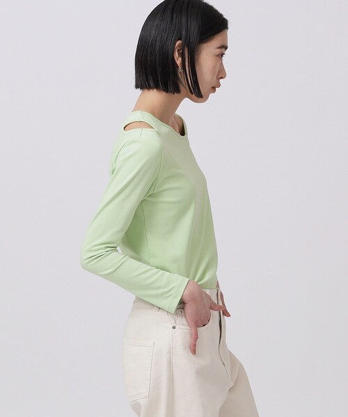 GALLEST（ギャレスト）の「◆アシンメトリ―カットアウトトップス（Tシャツ/カットソー・レディース・ブラック/ライトグリーン/ホワイト系・38）」の11枚目の写真