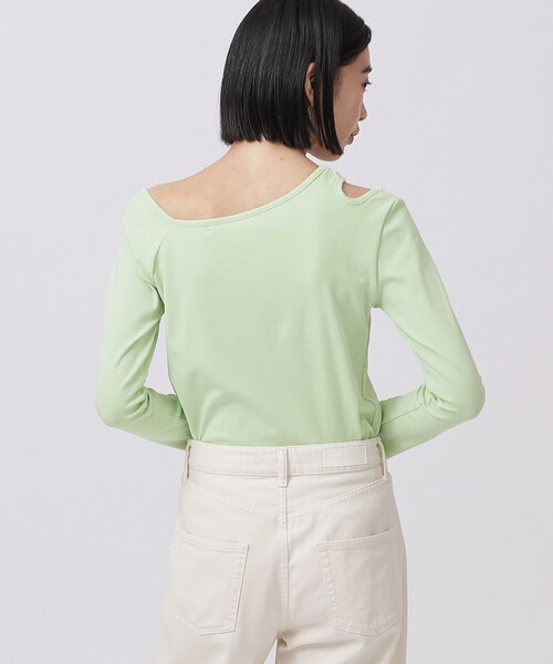 GALLEST（ギャレスト）の「◆アシンメトリ―カットアウトトップス（Tシャツ/カットソー・レディース・ブラック/ライトグリーン/ホワイト系・38）」の12枚目の写真