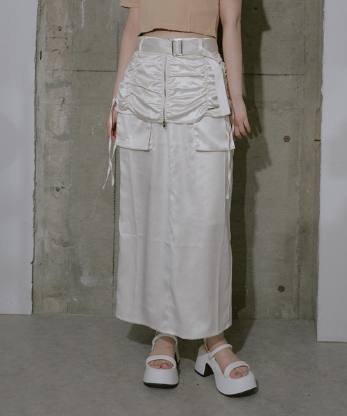 RAY CASSIN（レイカズン）の「ポケットベルト付きスカート（スカート・レディース・ブラック/ブルー/ホワイト・FREE）」の7枚目の写真