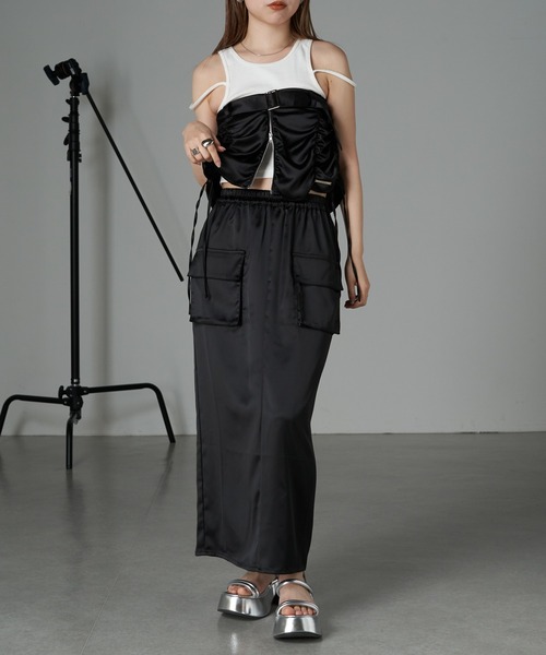 RAY CASSIN（レイカズン）の「ポケットベルト付きスカート（スカート・レディース・ブラック/ブルー/ホワイト・FREE）」の22枚目の写真