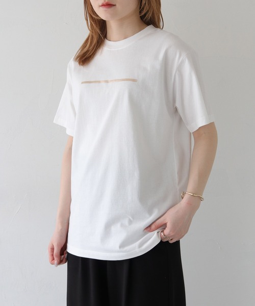 HER CLOSET(ハークローゼット)の「【shemoshelly】WEB限定箔ラインロゴTシャツ(Tシャツ/カットソー・レディース・ホワイト×ブラック/ブラック×シルバー/オフホワイト・M/L/S)」の8枚目の写真