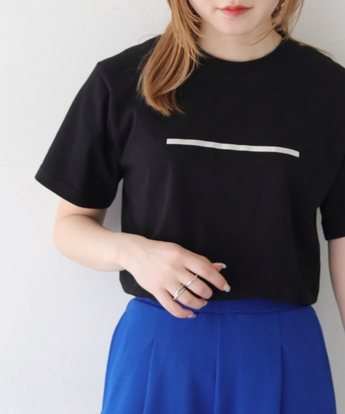 HER CLOSET(ハークローゼット)の「【shemoshelly】WEB限定箔ラインロゴTシャツ(Tシャツ/カットソー・レディース・ホワイト×ブラック/ブラック×シルバー/オフホワイト・M/L/S)」の15枚目の写真