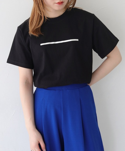 HER CLOSET(ハークローゼット)の「【shemoshelly】WEB限定箔ラインロゴTシャツ(Tシャツ/カットソー・レディース・ホワイト×ブラック/ブラック×シルバー/オフホワイト・M/L/S)」の14枚目の写真