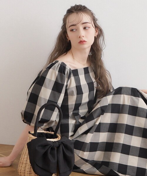 【BOTTEGA VENETA】コットン ワンピース ブロックチェック D*g*y ワンピース コットンオックス ブロックチェック 麻100