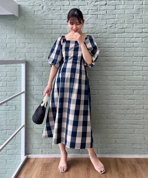 【BOTTEGA VENETA】コットン ワンピース ブロックチェック シャツワンピース 綿ビエラブロックチェック | OPナガソデ