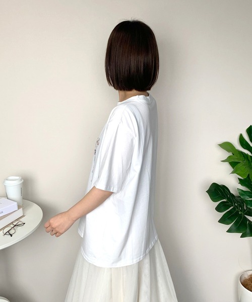 CRB（シーアールビー）の「アニマルプリント半袖ビッグTシャツ（Tシャツ/カットソー・レディース・オフホワイト/オートミール/チャコール・F）」の5枚目の写真