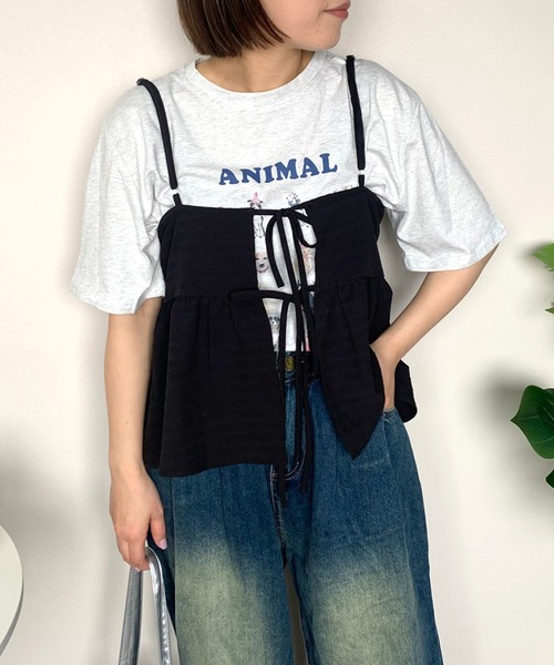 CRB（シーアールビー）の「アニマルプリント半袖ビッグTシャツ（Tシャツ/カットソー・レディース・オフホワイト/オートミール/チャコール・F）」の16枚目の写真
