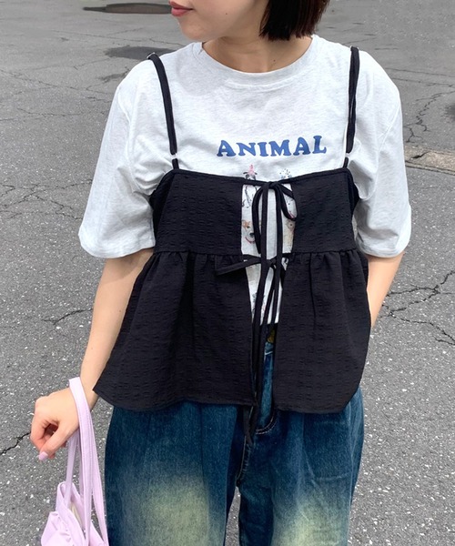 CRB（シーアールビー）の「アニマルプリント半袖ビッグTシャツ（Tシャツ/カットソー・レディース・オフホワイト/オートミール/チャコール・F）」の17枚目の写真