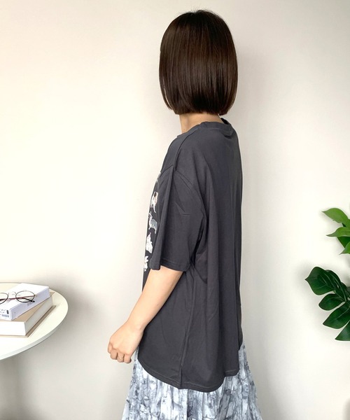 CRB（シーアールビー）の「アニマルプリント半袖ビッグTシャツ（Tシャツ/カットソー・レディース・オフホワイト/オートミール/チャコール・F）」の21枚目の写真