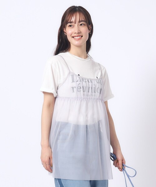 Cutie Blonde(キューティーブロンド)の「◆【2点セット】チュールキャミソール+ロゴTシャツ(Tシャツ/カットソー・レディース・ブラック/ライトグレー・02/03/04)」の1枚目の写真