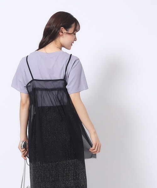 Cutie Blonde(キューティーブロンド)の「◆【2点セット】チュールキャミソール+ロゴTシャツ(Tシャツ/カットソー・レディース・ブラック/ライトグレー・02/03/04)」の6枚目の写真