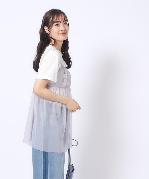 Cutie Blonde(キューティーブロンド)の「◆【2点セット】チュールキャミソール+ロゴTシャツ(Tシャツ/カットソー・レディース・ブラック/ライトグレー・02/03/04)」の11枚目の写真