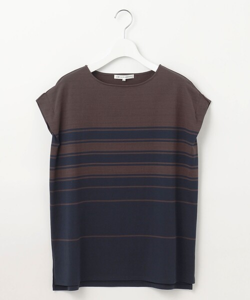 23区 L(ニジュウサンクオオキイサイズ)の「【洗える】ランダムボーダー フレンチスリーブ カットソー(Tシャツ/カットソー・レディース・ベージュ系1/ダークブラウン系1/ネイビー系1・44/46)」の10枚目の写真