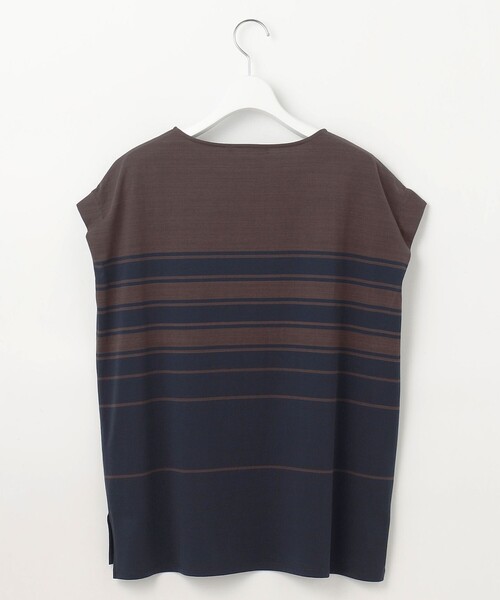 23区 L(ニジュウサンクオオキイサイズ)の「【洗える】ランダムボーダー フレンチスリーブ カットソー(Tシャツ/カットソー・レディース・ベージュ系1/ダークブラウン系1/ネイビー系1・44/46)」の13枚目の写真