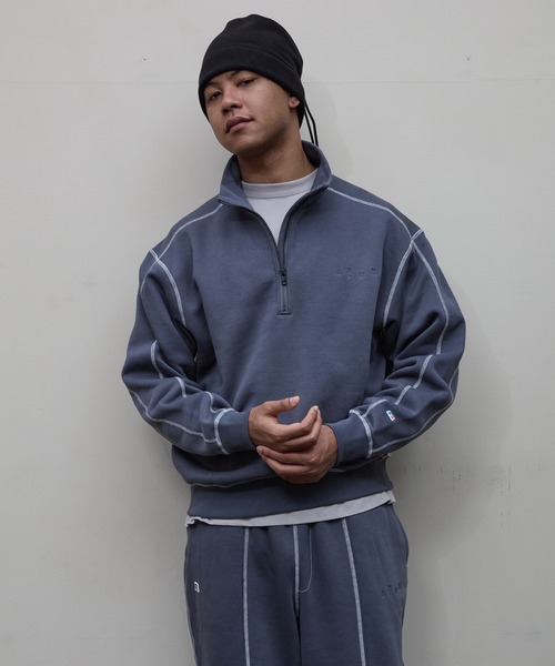 新品2024モデル　ラッセルノ　Russeluno　クールネック裏起⽑スウェット RUSSELUNO - LOGO CAMO LONG FIT S/S MOCKNECK / カモフラージュ