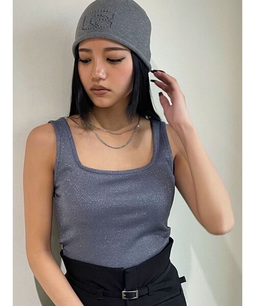EMODA(エモダ)の「ボックスリブタンクトップ(タンクトップ・レディース・ホワイト/ブルー/グレー/ブラック・FREE)」の3枚目の写真